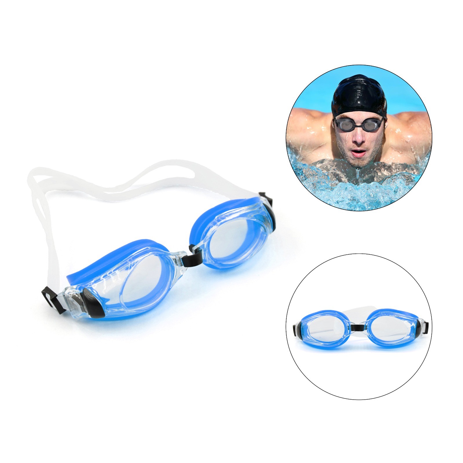 Üzgüçülük üçün eynək Swim 319AF, silikon üzgücülük  eynəyi mavi